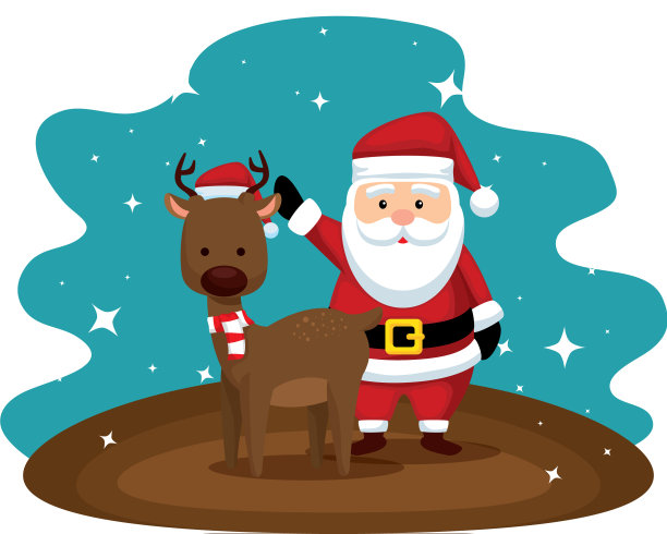 圣诞老人和驯鹿图片下载