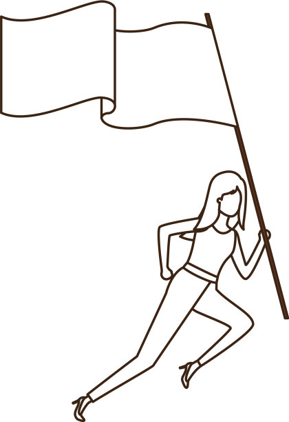 商业女性运行旗帜头像的角色图片下载
