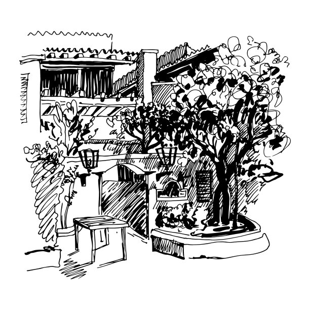 斯洛文尼亚广场黑白草图图片下载