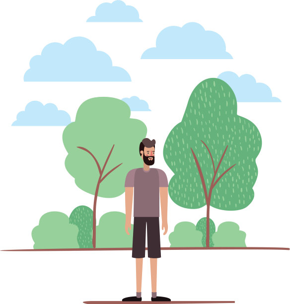 有胡子的年轻人的营地头像图片下载