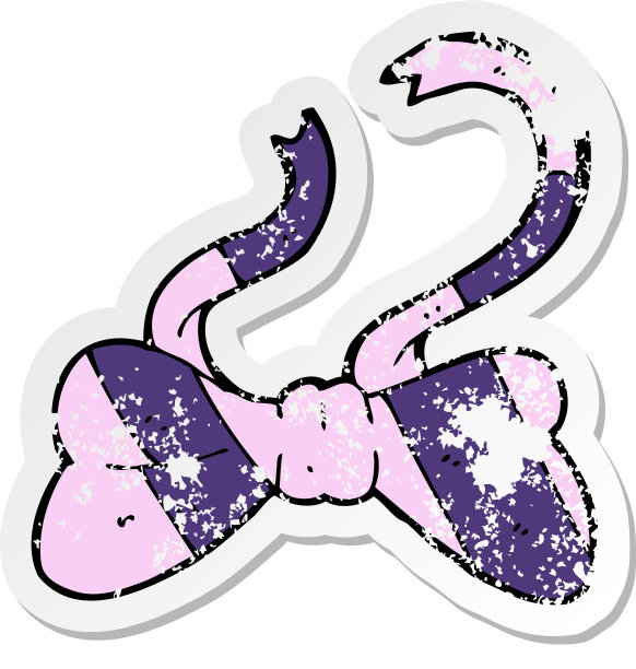 一个卡通蝴蝶结的复古旧贴纸图片下载