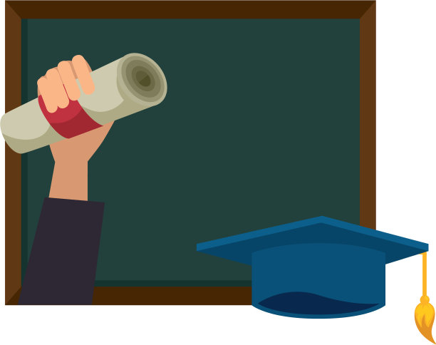 手里拿着毕业证书和黑板图片下载