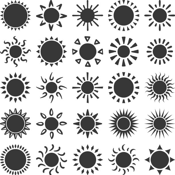 太阳剪影图标：夏季阳光图片下载