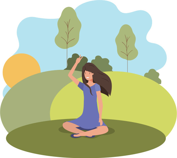 年轻女子坐在公园里图片下载