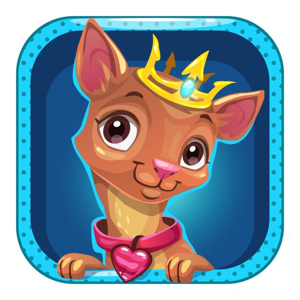 有趣的卡通方形应用程序图标与小狗图片下载