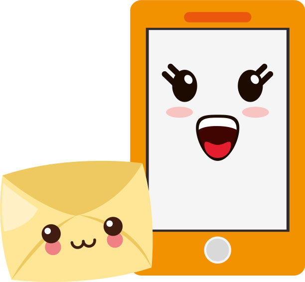 智能手机和电子邮件卡哇伊卡通图片下载