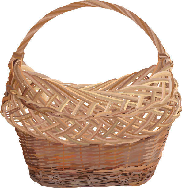 空棕色柳条篮子孤立图片下载