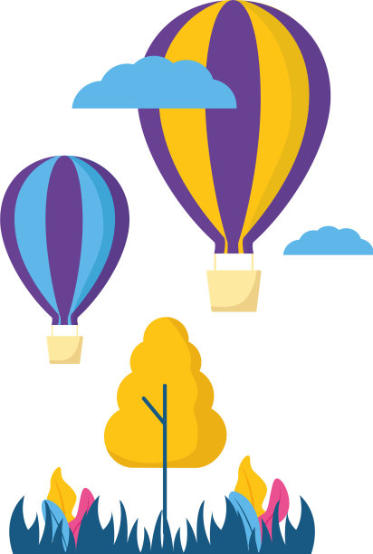 热气球旅行树图片下载