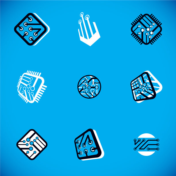 微处理器方案抽象标志集图片下载