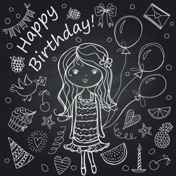 女孩生日黑板图片下载
