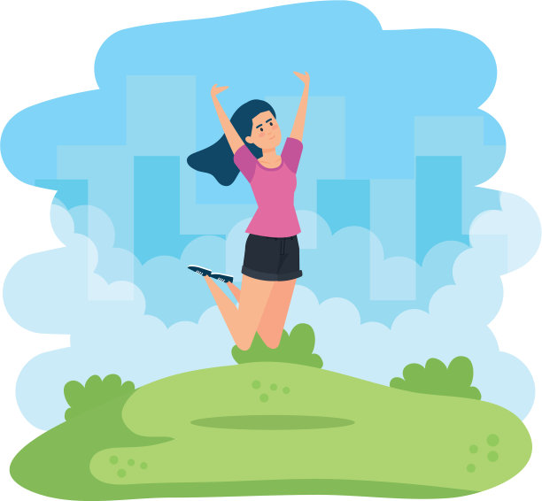 年轻女子庆祝公园特色图片下载