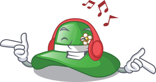 听着音乐的沙滩帽孤立在一起图片下载