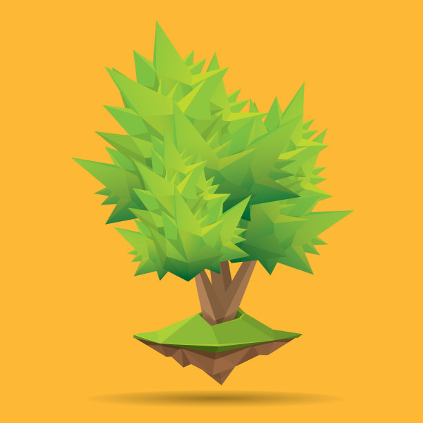 夏季绿色低聚花柱树孤立上图片下载