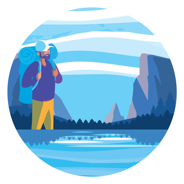 在雪景中带着旅行袋的爱冒险的人图片下载