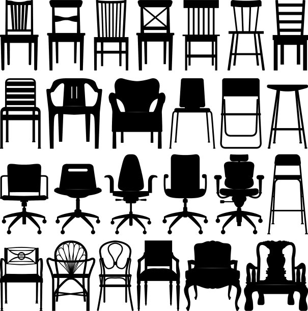 椅子黑色剪影套一套椅子设计图片下载