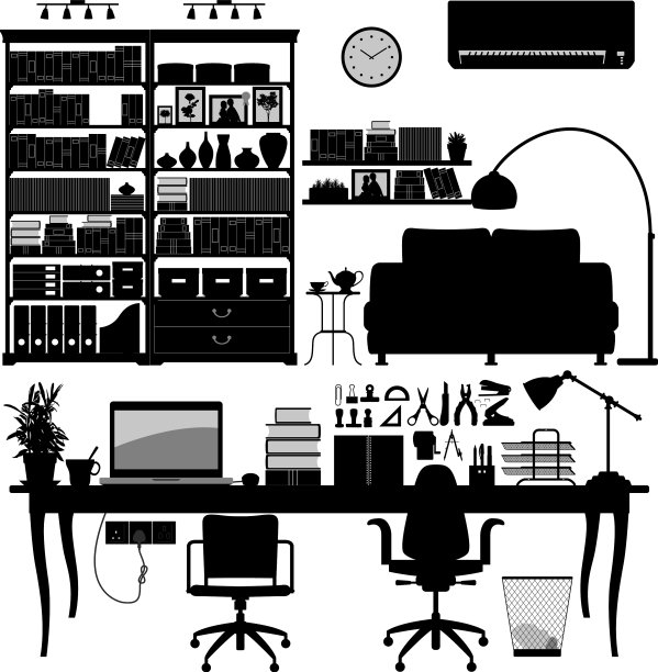 家庭办公室，图书馆，soho，一套大的家图片下载