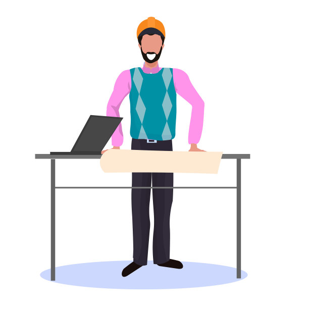 建筑师在头盔上绘制设计图图片下载