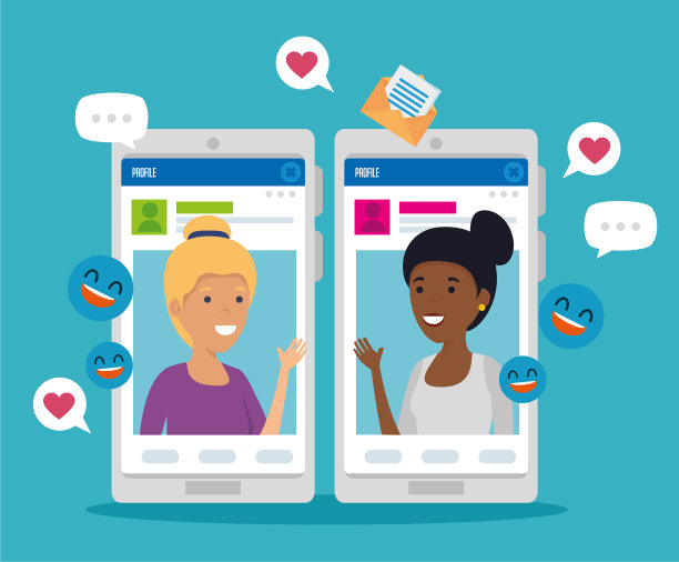 有智能手机和社交信息的女孩图片下载