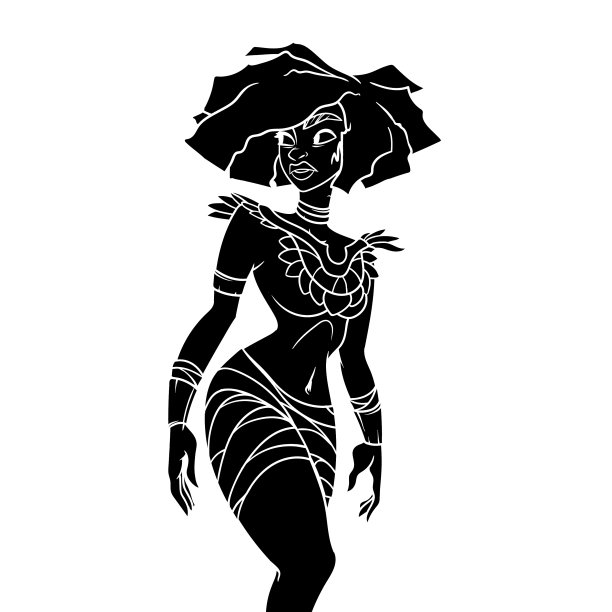 黑色填充轮廓的古代妇女在当地图片下载