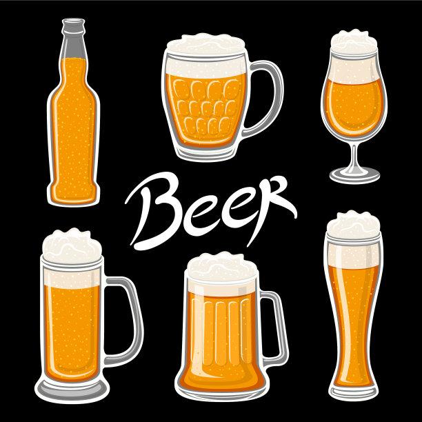 啤酒、啤酒杯、酒桶、啤酒花工艺图片下载