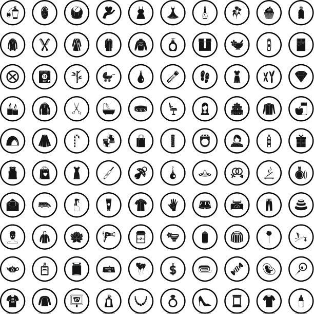 100个女性图标设置简单的风格图片下载