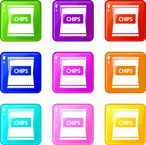 芯片图标集9个颜色收集图片下载