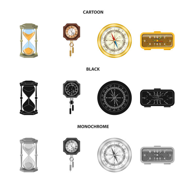 隔离对象的时钟和时间图标收集图片下载