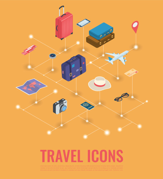 旅行设备在等距式旅行和图片下载