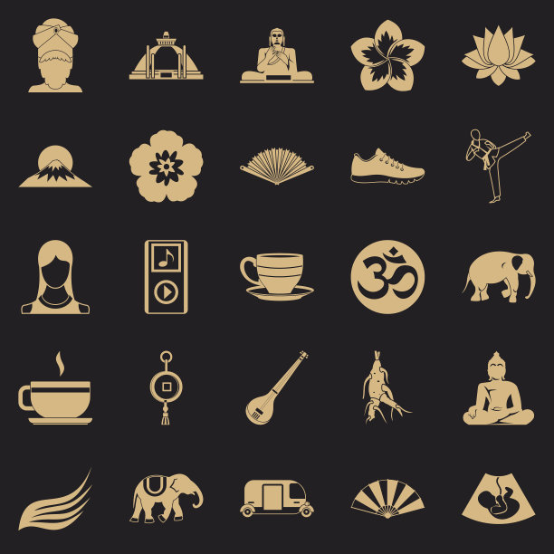 日本文化图标设置简单的风格图片下载