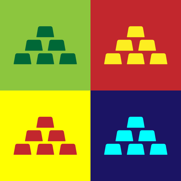 彩色金条图标孤立在彩色背景上图片下载