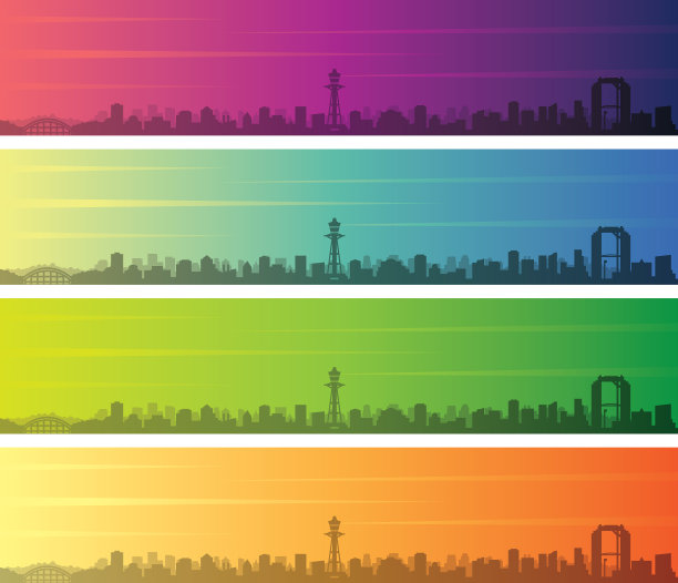 大阪多色渐变天际线横幅图片下载