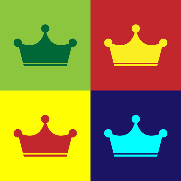 颜色皇冠图标孤立的颜色背景图片下载