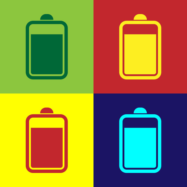 彩色电池图标隔离在彩色背景图片下载