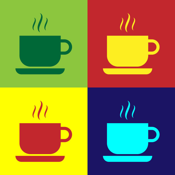 彩色咖啡杯图标孤立的颜色图片下载
