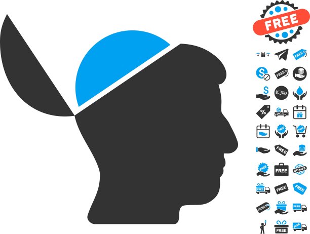 打开大脑图标与免费奖金图片下载