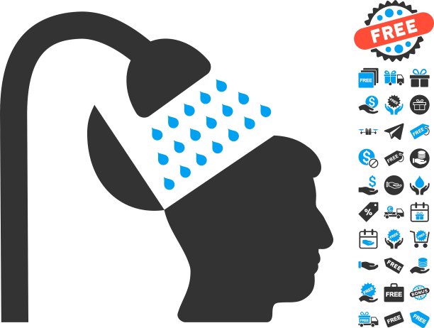 开放头脑淋浴图标与免费奖金图片下载