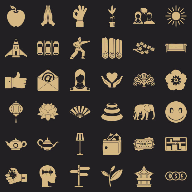 瑜伽冥想图标设置简单的风格图片下载