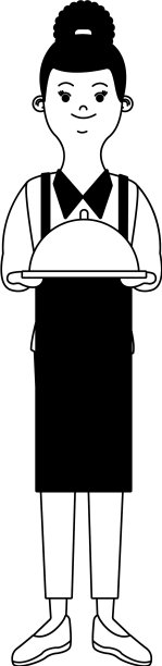 服务员用黑白的菜图片下载