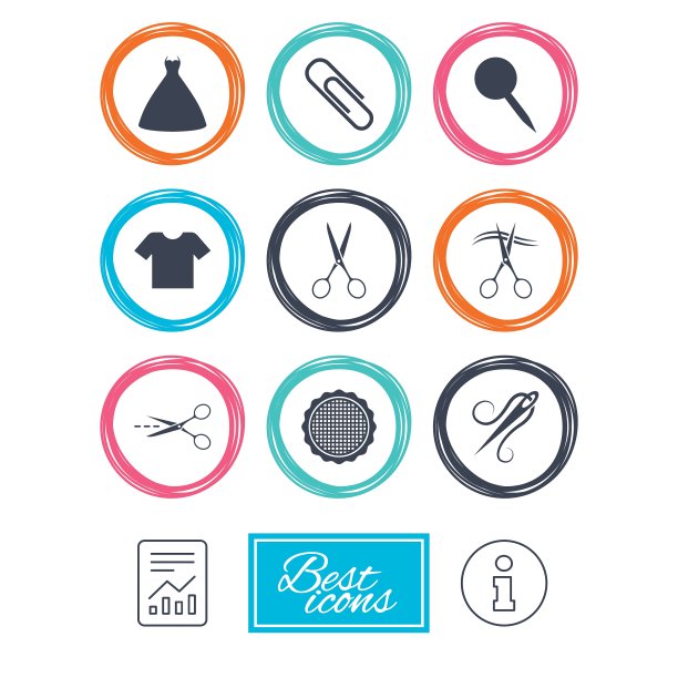 裁缝缝纫和刺绣图标剪刀图片下载