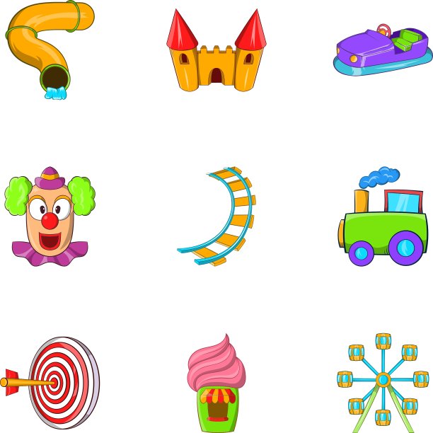 儿童游戏图标设置卡通风格图片下载