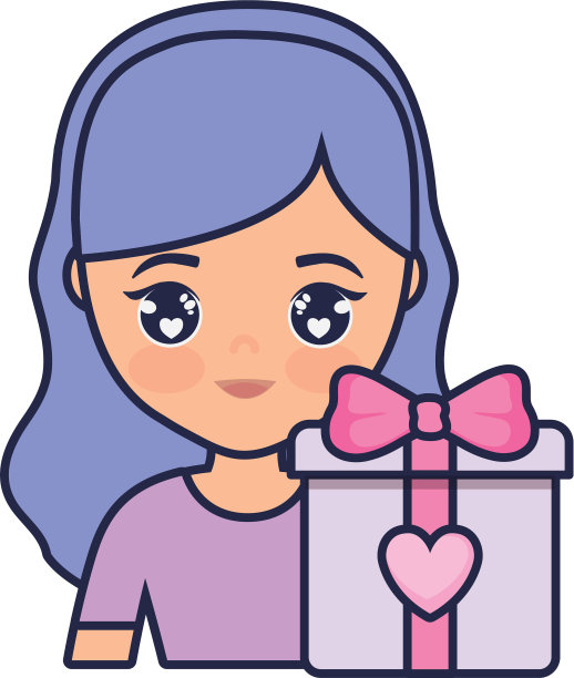 可爱的小女孩和礼物图片下载