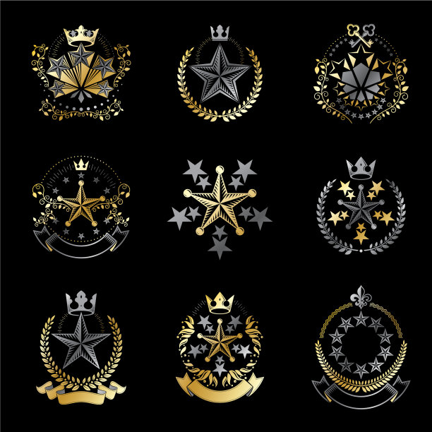 五角星徽章设置纹章外套图片下载