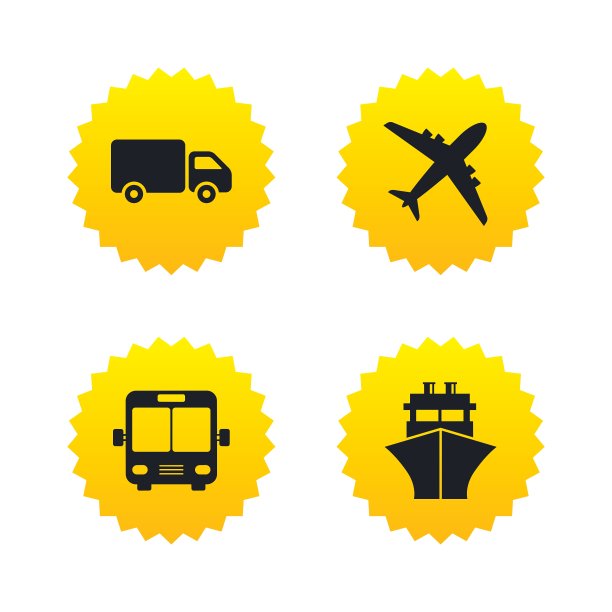 运输图标卡车，飞机，公共汽车和轮船图片下载