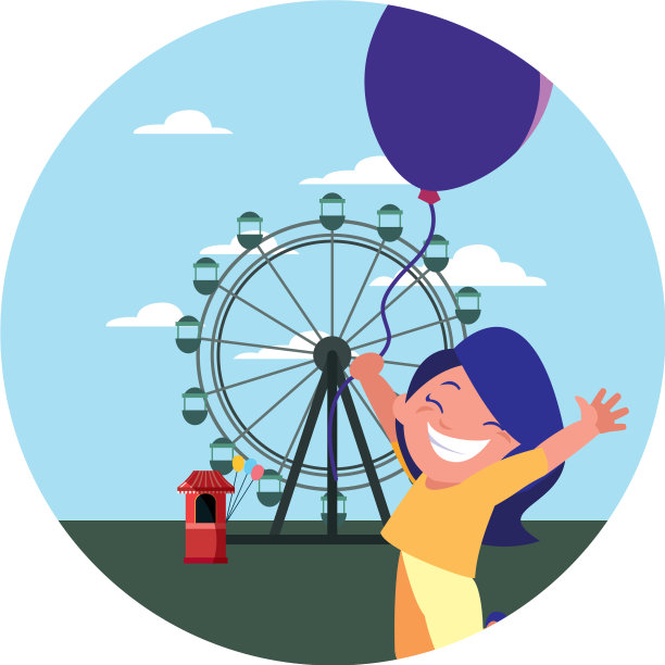 快乐的女孩拿着气球图片下载