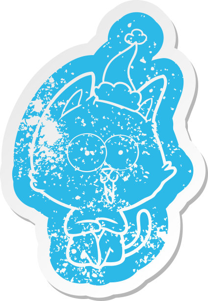 滑稽的卡通心疼贴纸的猫穿着图片下载