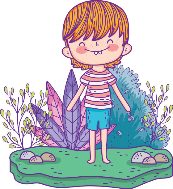 风景里可爱的小男孩图片下载