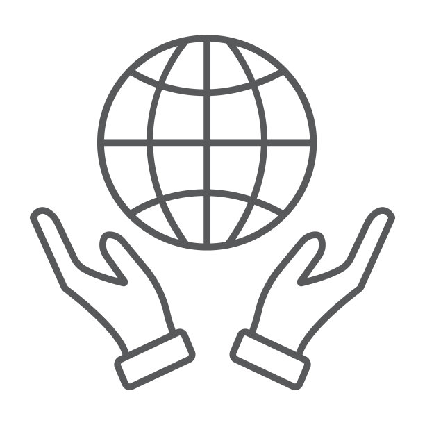 手捧地球细线图标：生态与全球图片下载