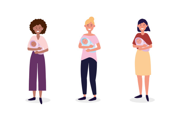 设置妇女母亲和他们可爱的婴儿儿子图片下载