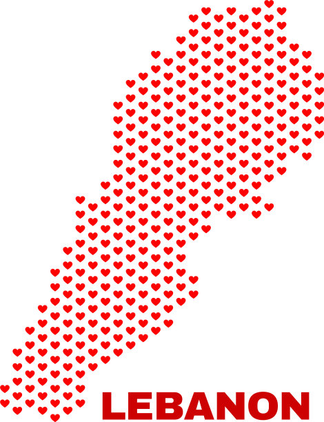黎巴嫩地图-爱心马赛克图片下载