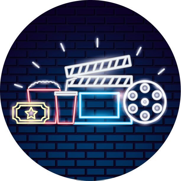 影院霓虹灯组图标图片下载
